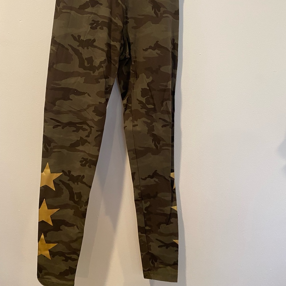 Green Camo with Gold Star Strut This Leggings